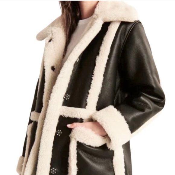 Abercrombie & Fitch XS 70s Modern Retro Hippie Vegan Shearling Penny Lane Jacket - Picture 4 of 16